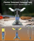 Rechargeable Telescopic Camping Lantern with Stand and Magnetic Base 12000mAh Power Bank RGB Lighting Foldable Pole 37.8 inches