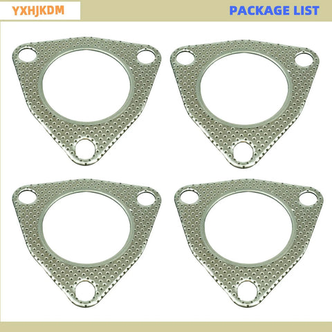 Exhaust gasket with fire ring for 2.5-inch flanges, graphite, 3-bolt, 63.5mm ID, pack of 4