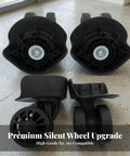 Game Changer Twin Roller Luggage Wheel Replacement Hub With Metal Ball Bearing Insert For Suitcase Repair Smooth road ride, black PP wheels.