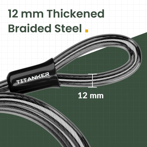 12Mm Thick Heavy Duty Bike Lock Cable With Vinyl Coating And Loops Braided Steel Security Cable For Bikes Keep Your Ride Safe
