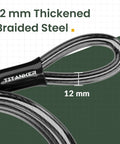 Heavy Duty Vinyl Coated Bike Lock Cable With Braided Steel Core 12mm Thick And Loop Ends detail showing the cable thickness.