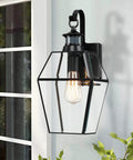 Motion Sensor Outdoor Wall Light 17 Inch Tall Black Dusk To Dawn Exterior Sconce Waterproof Porch Light For Patio And Garden