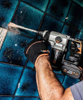 Built Different Heavy Duty Cordless Rotary Hammer Drill With Brushless Motor And Variable Speed Trigger Packing Serious 2.2 Joules used on tiled surface.