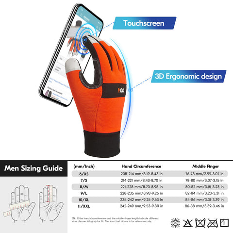 Chainsaw Safety Gloves Built For The Job With 12 Layer Protection On Left Hand Back Tough As Nails Leather Work Gloves For Logging And DIY High Visibility Orange Back PVC Palm Patches For Extra Durability Size M