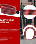 Coiled red 10 Ft Shop Vac Hose With 6 Adapters, Fits 1-1/4 Inch Vacuum Hose, Universal 0.9 To 1.75 Inch Fittings in a workshop