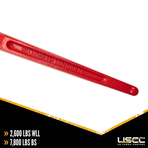 Heavy Duty Load Binders for 1/4 Inch Grade 70 Chain, 3150 Lbs Working Load Limit, 10 Pack Lever Style showing WLL 2600 Lbs