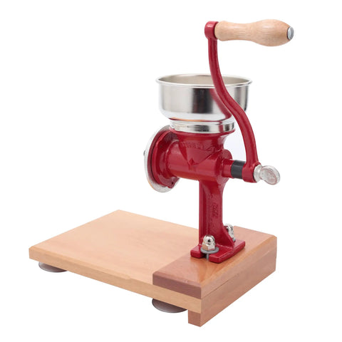 Dope Manual Grain Mill With Wooden Table And Low Hopper Cast Iron Nixtamal Grinder For Corn Rice Chickpeas And Masa Easy Clamp On Countertop Attachment Durable Kitchen Milling Tool For Fresh Flour