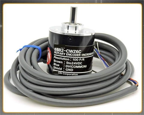 Incremental Rotary Encoder 40mm Diameter With 2 Meter Cable 5-24V DC Supply Model E6B2-CWZ5B 1000 PPR Pro Grade Precision Encoder For CNC, Robotics And Automation Projects New JP Origin Durable Build black incremental encoder with shaft and gray cable