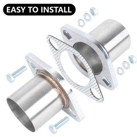 Exhaust Flange Repair Piping Kit 2.5 Inch ID To 2.5 Inch OD With Gasket And Bolt For Quick Fix Heavy Duty Universal Stainless Steel Flange Pipe For Car And Truck Exhaust Systems DIY Friendly Install