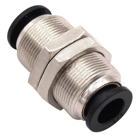 Push To Connect Bulkhead Tube Fitting 3 Eighth Inch OD Stainless Steel Double Threaded Pack Of Five High Pressure Fittings