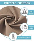 Close-up of mocha fabric highlighting features of French Door Curtains With Privacy Blackout Tie Up Shade For Kitchen Dining Nursery And Bathroom Energy Saving Door Covering 26 By 72 Inches Mocha One Panel Easy Install No Drill