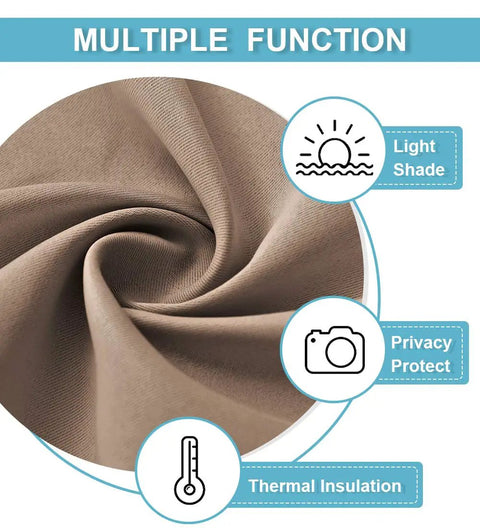 Close-up of mocha fabric highlighting features of French Door Curtains With Privacy Blackout Tie Up Shade For Kitchen Dining Nursery And Bathroom Energy Saving Door Covering 26 By 72 Inches Mocha One Panel Easy Install No Drill
