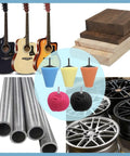 5 Piece Aluminum Polishing Kit with foam sponge balls, aluminum tubes, car rims, wooden planks, and guitars