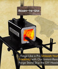 Propane Forge Stand For Single Burner Blacksmith Kits, heavy-duty steel construction, ready-to-use display with anvil icon.