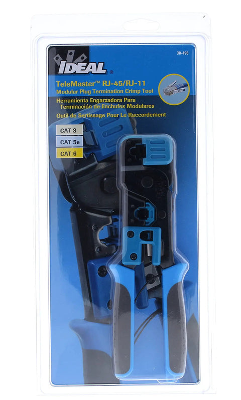 Telemaster Modular Plug Crimp Tool for CAT5e and CAT6 data and voice cables in retail packaging