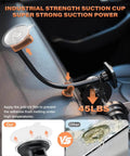 MagSafe Car Phone Mount With 14 Inch Gooseneck Long Arm Extension Industrial Strength Suction Cup demonstration image