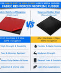 Comparison of fabric-reinforced vs non-reinforced neoprene sheets, two layer fabric reinforced neoprene rubber sheets heavy duty gasket material.