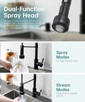 Close-up of Matte Black LED Kitchen Faucet With Soap Dispenser And Pull Down Sprayer A Game Changer For Modern Sinks