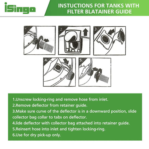 15 Pack Replacement Vacuum Filter Bags For 5 To 8 Gallon Vacuums Type E And Type H Compatibility Fits S90661 instructions diagram