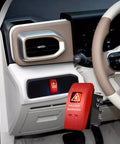 LED Hazard Warning Rocker Switch 5 Pin SPST 12V On Off Emergency Stop Switch With Red Cover installed in vehicle dash