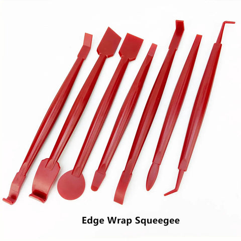 Red edge wrap squeegee tools from DIY Car Wrap Tools Kit With Gloves, 4 Inch Felt Squeegee, Scraper, Edge Trimmer, Retractable Utility Knife