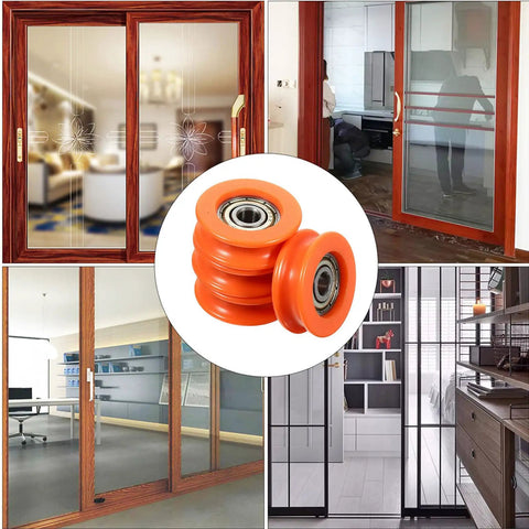 Four Piece Sliding Gate Roller Wheels With U Groove Small Pulley, Heavy Duty Steel Rollers For Smooth Sliding Doors Hardware Upgrade, Ideal For Barn Gates And Utility Sheds, Easy Install And Wobble Free Operation on glass and wood doors