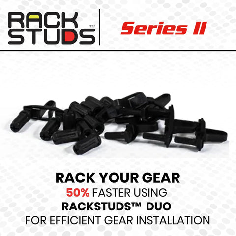 Zero Hassle 1RU Rack Mount System Replaces Clunky Cage Nuts And Server Rack Screws For Lightning Fast Data Center Deployment Universal Hardware Standoffs, pack of black rack studs for efficient server gear installation.