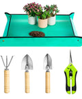 Mini Garden Tool Kit For Houseplants And Bonsai, 5Pcs Repotting Mats And Pruning Shears Set, Ultra Sharp Stainless Steel Scissors And Pruners