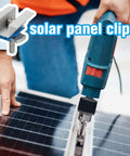 Person installing solar panel with drill, featuring Adjustable Solar Panel Mounting Bracket Clamps Kit For Aluminum Roof Mount Wide Mid Clamps.