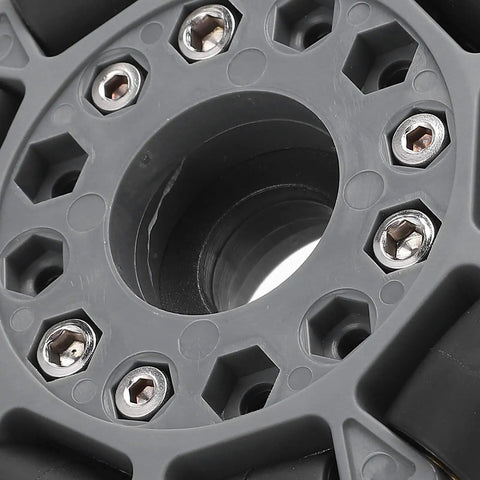 Close-up of a 100mm Double Plastic Omnidirectional Wheel With Nylon Body, 360 Degree Movement, 20kg Load Capacity, Durable Robotic Wheel for DIY robots.