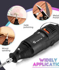 Powerful Chainsaw Sharpener Kit With 180W Motor And 5 Speed Settings 8000 To 35000 RPM shown with various polishing applications