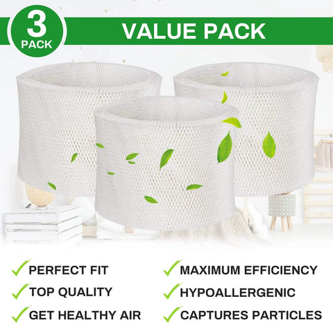 3-pack Humidifier Filter E Replacement for HC14 Series Compatible With Honeywell HCM6009, white mesh, value pack display