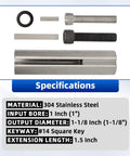 Crank Shaft Adapter From 1 Inch To 1-1/8 Inch Bore With 14 Keyway, 304 stainless steel sleeve and components illustrated
