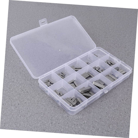 Pro Grade Square Parallel Pin Set With Flat Head Machine Pins, 140-Piece Assortment in clear storage case