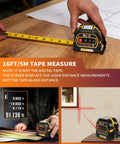 Laser Tape Measure 4 In 1 With 196 Ft Laser Distance Meter And 16 Ft Manual Tape Cross Line Laser Magnetic Base in use