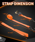 Heavy Duty Ratchet Tie Down Straps 4 Pack One Inch By Fifteen Feet With Rubber Grip Buckles And Soft Loop Hooks dimensions diagram