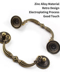 Four Pcs Vintage Bronze Bail Drop Drawer Pull Handles Set With Screws For Cabinets Furniture Kitchen Wardrobe and Cupboard Antique Bronze Cabinet Pulls 124 Millimeters Total Length 96 Millimeters Hole Center 3.75 Inch Zinc Alloy Construction displayed in curved arrangement