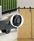 Skelang 4-inch V-groove sliding gate wheel with double bearings for inverted-V track, black metal wheel