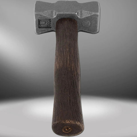 2.2Lb Double Faced Forging Square Hammer For Farrier Bladesmithing And Blacksmithing with wooden handle against gradient background