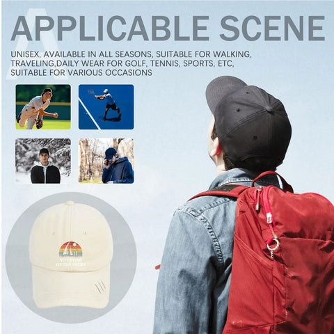 Yacht Vibes No Crying On The Yacht Inspired Cotton Baseball Cap for Men displayed next to active lifestyle images.