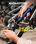 Heavy Duty Cordless Electric Screwdriver Set With Badass Precision Torque Control Rechargeable Power Tool For Furniture Install And Fast Home Fixes Guaranteed No Sweat Diy Grind in use on a bicycle gear.