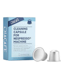 Cleaning Capsule Pods For Nespresso OriginalLine Machines 6 Pack Descaling Pods And Cleaning Solution To Remove Residue And Oils Keep Your Brew Fresh For Real Strong Flavor And Machine Running Smooth. Box and two silver cleaning capsules