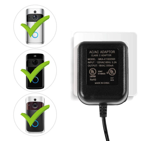 Doorbell Transformer For Ring Video Doorbell 1 2 Pro And Thermostats 18V 500mA Power Supply compatible with video doorbells