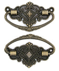 Six Pack Vintage Antique Brass Bail Pull Handles For Wooden Drawers And Cabinets 2.8 Inch Length And 1.7 Inch Height Durable Zinc Alloy