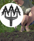 Heavy Duty Garden Rotary Cultivator And Soil Scarifier with long spikes for yard work and aeration, shown in garden use