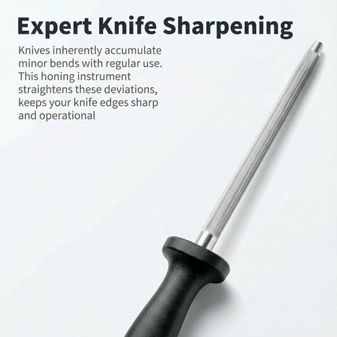 Pro Grade Knife Sharpener Rod 13 Inch Carbon Steel Honing Rod For Kitchen Knives Magnetized Sharpening Stick With Nickel Chrome Plating