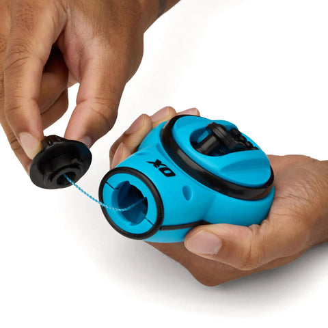Hands showing Trade Ready Workhorse Heavy Duty Chalk Reel With 100 Ft Thin Line Small Chalk Line Straight Line Reel for precise layouts