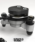 Close-up of upgraded hydraulic brake master cylinder caliper with 51 inch hose for 79cc and 97cc mini bikes and go-karts
