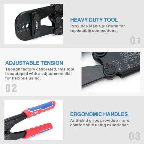 Heavy Duty Wire Rope Crimping Tool Kit With Swager And Cutter showcasing ergonomic handles, heavy duty tool, and adjustable tension features.