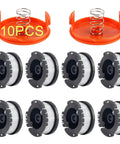 10 Pack 0.065 Inch Weed Eater String Refills With 240 Feet Auto Feed Trimmer Line Replacement Spools For Popular Grass Trimmers Includes Eight Spools Two Caps And Two Springs For Quick Easy Yard Upkeep